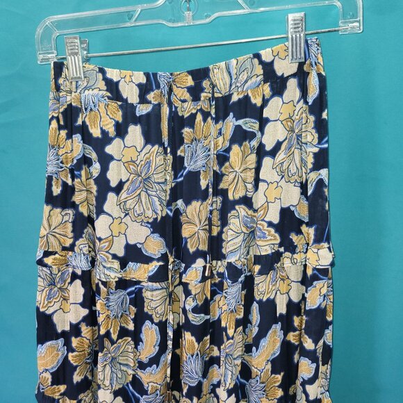 Floral Maxi Skirt By Minkpink X-Small Blue & Yellow Tiered Design Australian Bra - Picture 2 of 10